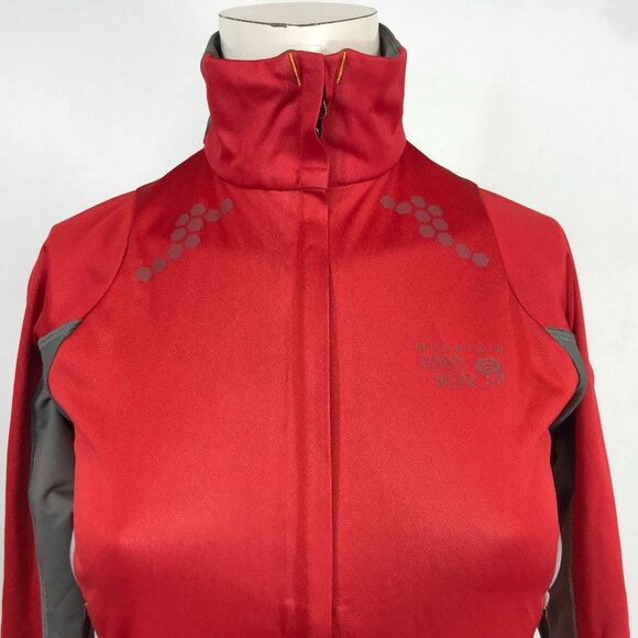 MOUNTAIN HARDWEAR ~ WOMENS XS ~ RED GRAY WINDSTOPPER SOFT SHELL JACKET COAT - Picture 2 of 9